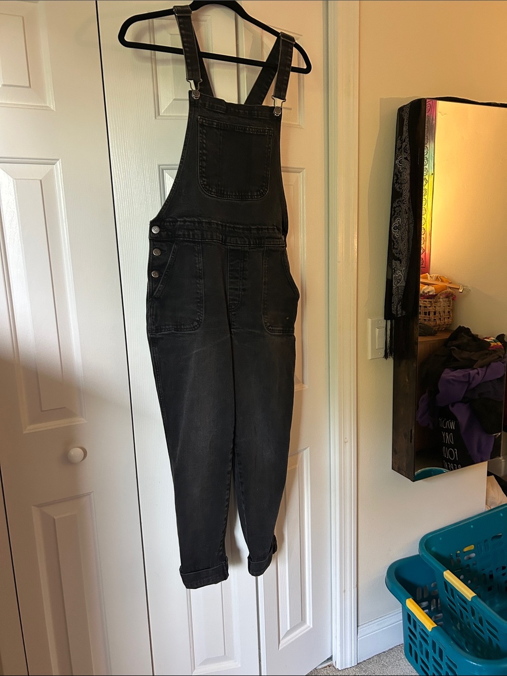 Old Navy Black Denim Overall Jumpsuit